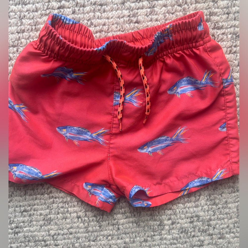 Mayoral Red Swim Shorts with Multicolor Trim